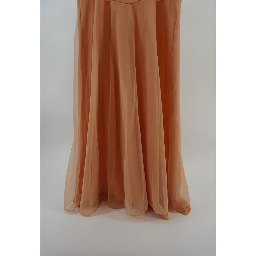 Vintage Style Sheer Lace Bodice Nightgown Coquette Fairycore Peach Apricot OS